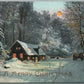 CHRISTMAS HOLD TO LIGHT ANTIQUE POSTCARD w/ SNOWMAN