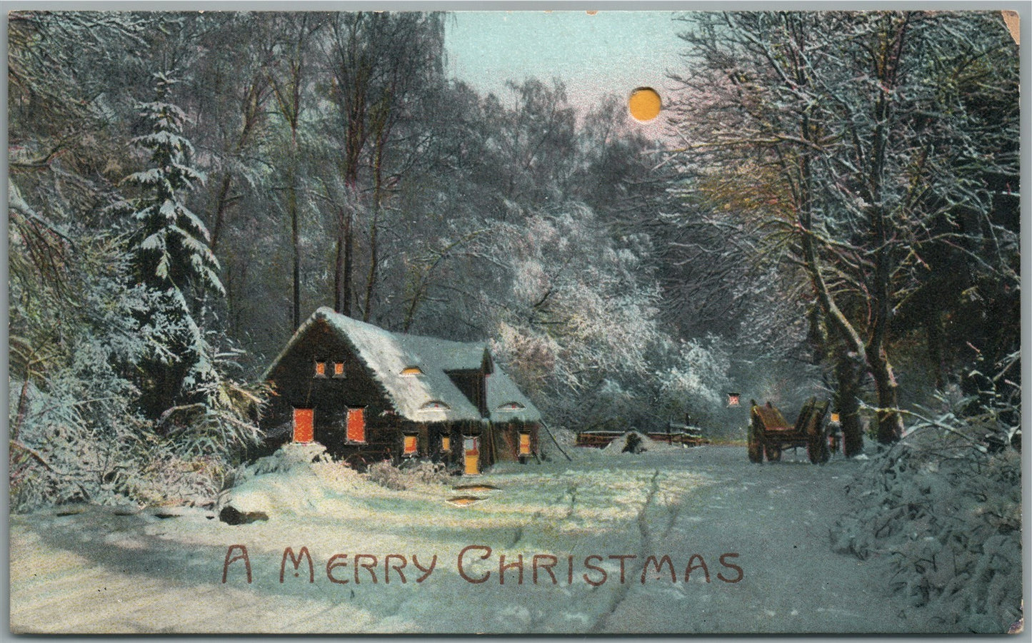 CHRISTMAS HOLD TO LIGHT ANTIQUE POSTCARD w/ SNOWMAN