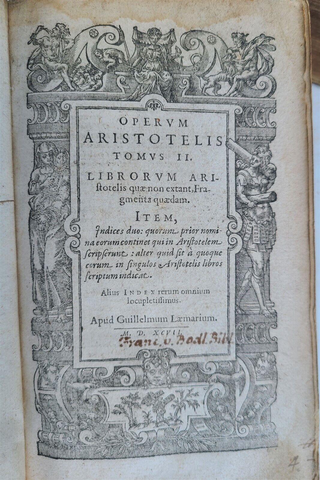 1597 ARISTOTLE 2 VOLUMES 16th CENTURY antique VELLUM BOUND in GREEK & LATIN