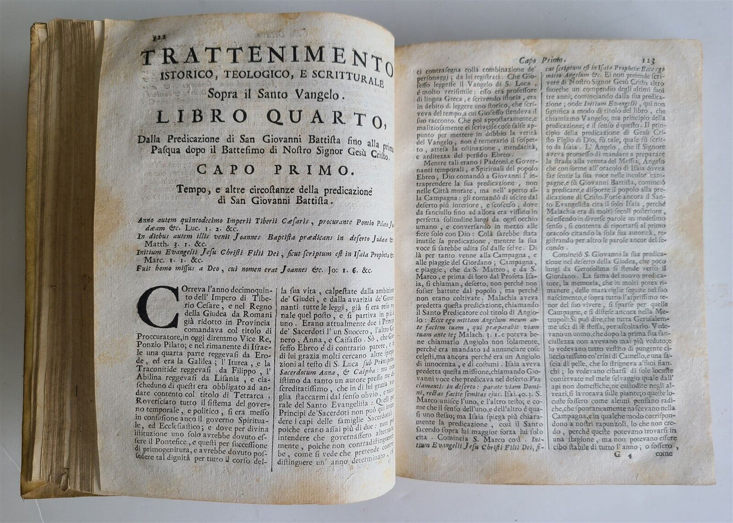 1728 TRATTENIMENTO ISTORICO TEOLOGICO e SCRITTURALE antique VELLUM BOUND