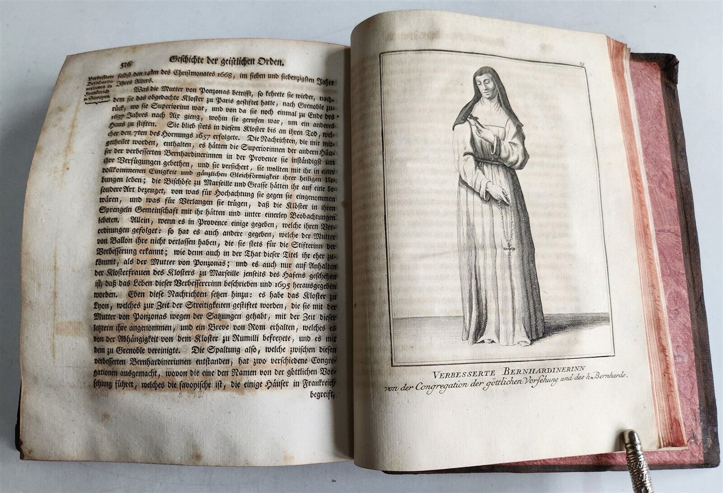 1755 ILLUSTRATED COSTUME HISTORY of MONKS & KNIGHTS for both sexes antique