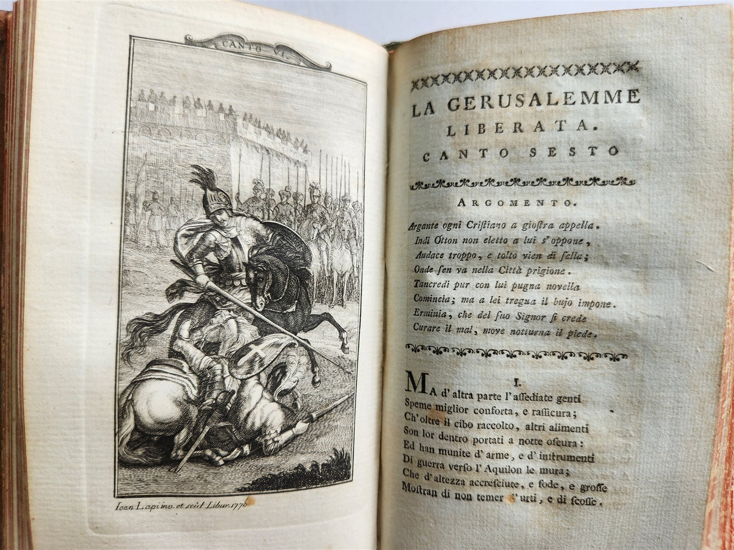 1778 Gerusalemme liberata by TORQUATO TASSO antique ILLUSTRATED 2 volumes