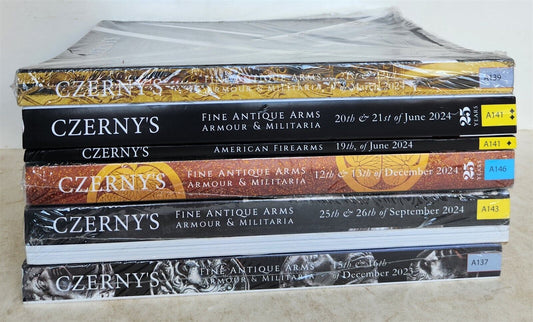 ANTIQUE ARMS ARMOR MILITARIA AMERICAN FIREARMS 7 2023-24 CZERNY AUCTION CATALOGS