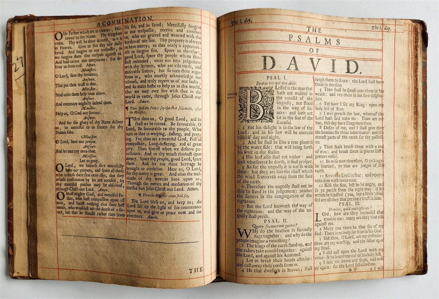 1683 BOOK of COMMON PRAYER w/ PSALMS of DAVID antique in ENGLISH