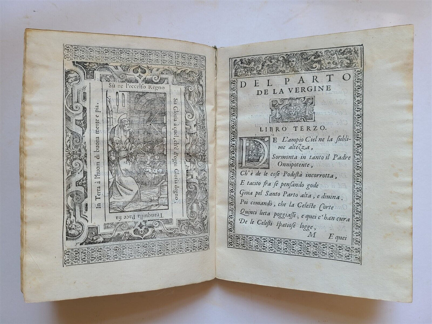 1588 DEL PARTO DELLA VERGINE DEL SANAZARO antique 16th CENT. POETRY illustrated