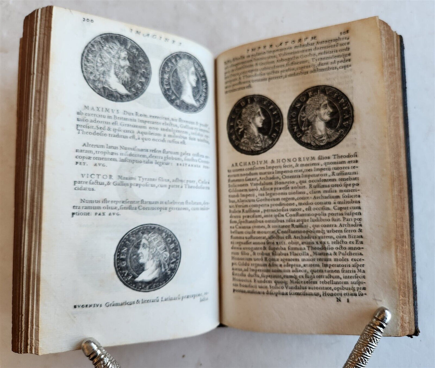 1557 NUMISMATICS antique ILLUSTRATED w/ 400 WOODCUTS Roman & German coins