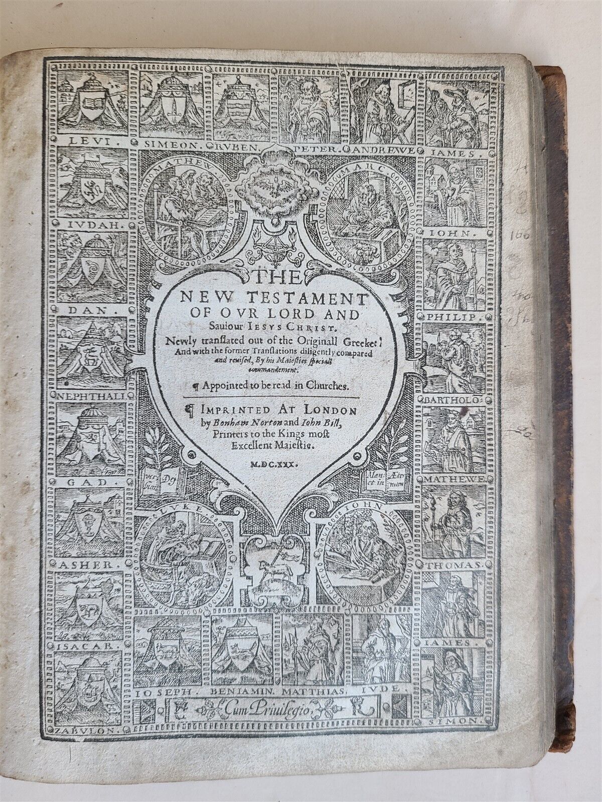 1630 BIBLE in ENGLISH Robert Barker & John Bill antique KING JAMES illustrated