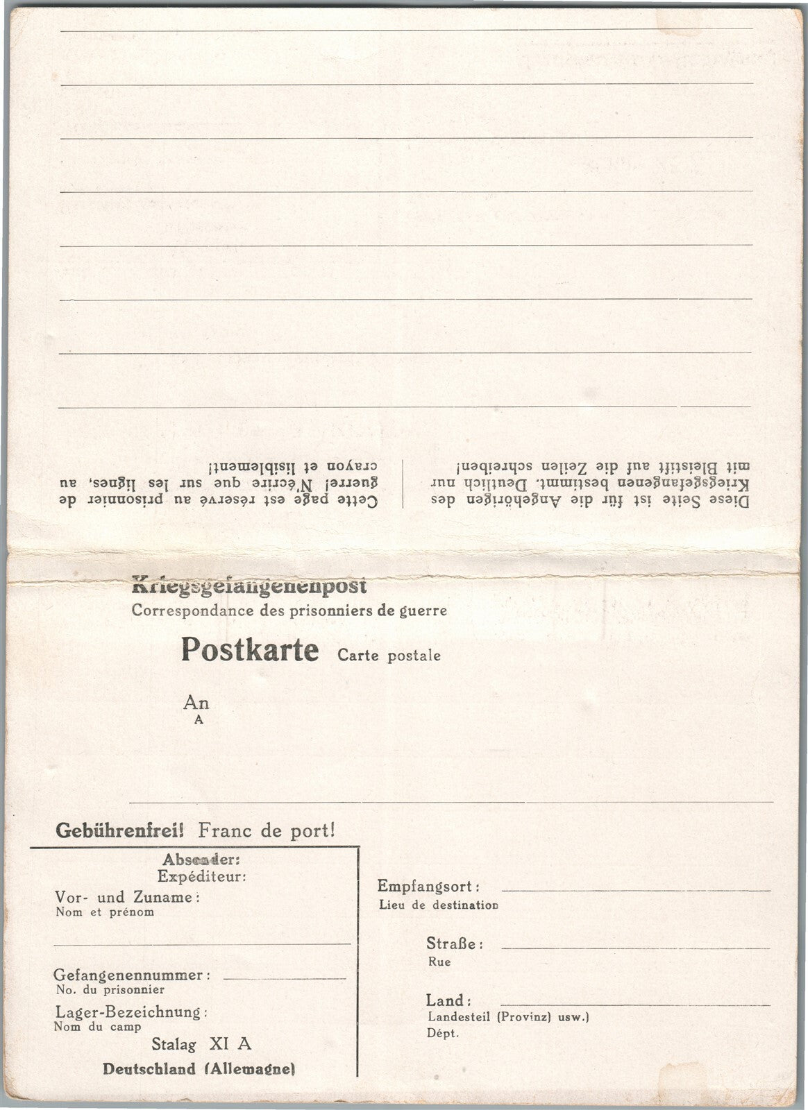 PRISONER of WAR POST WWII ERA ANTIQUE POSTCARD