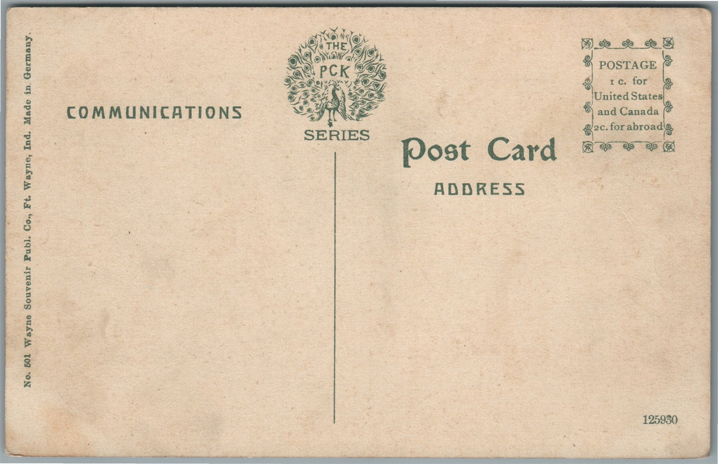 FT.WAYNE IN CALHOUN STREET ANTIQUE POSTCARD