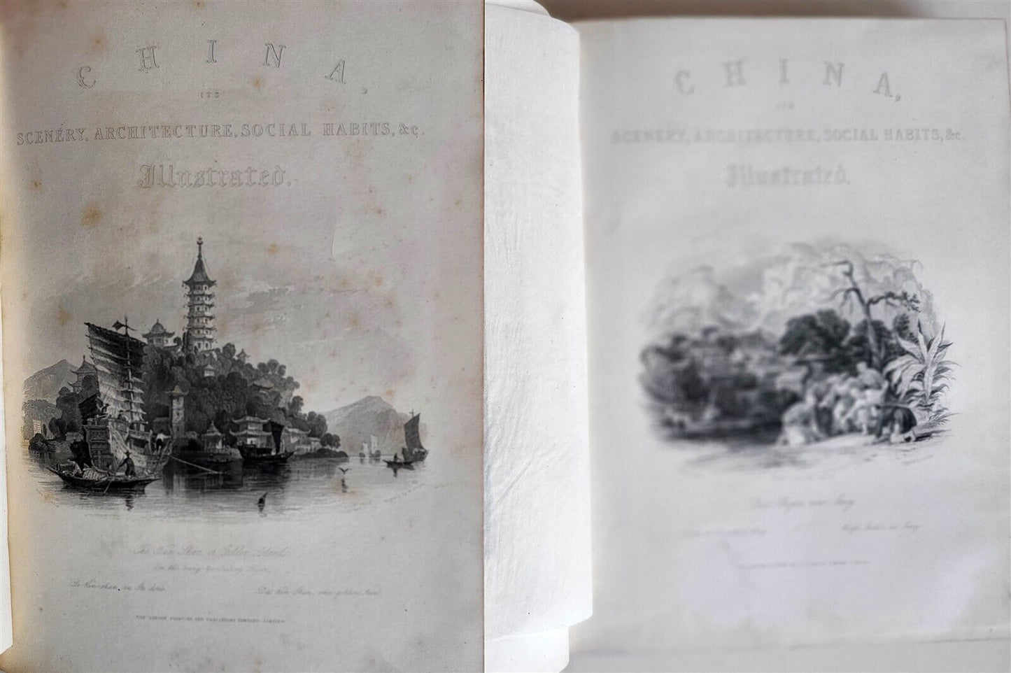 1858 CHINA CHINESE EMPIRE 2 VOLUMES antique ILLUSTRATED 145 ENGRAVINGS by ALLOM