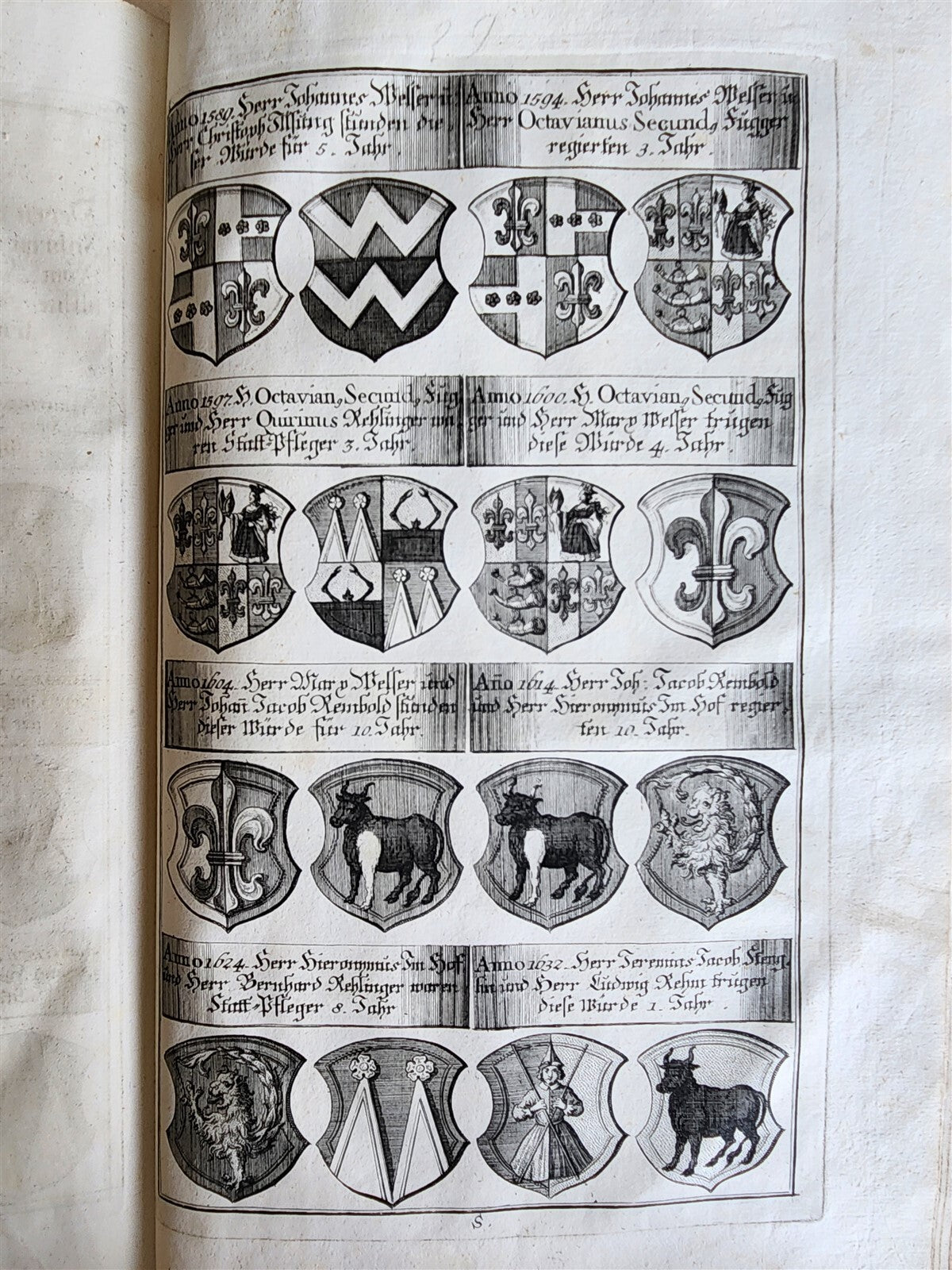 1725 HISTORY of Holy Roman Empire' CITY of AUGSBURG REGIMENT antique ILLUSTRATED