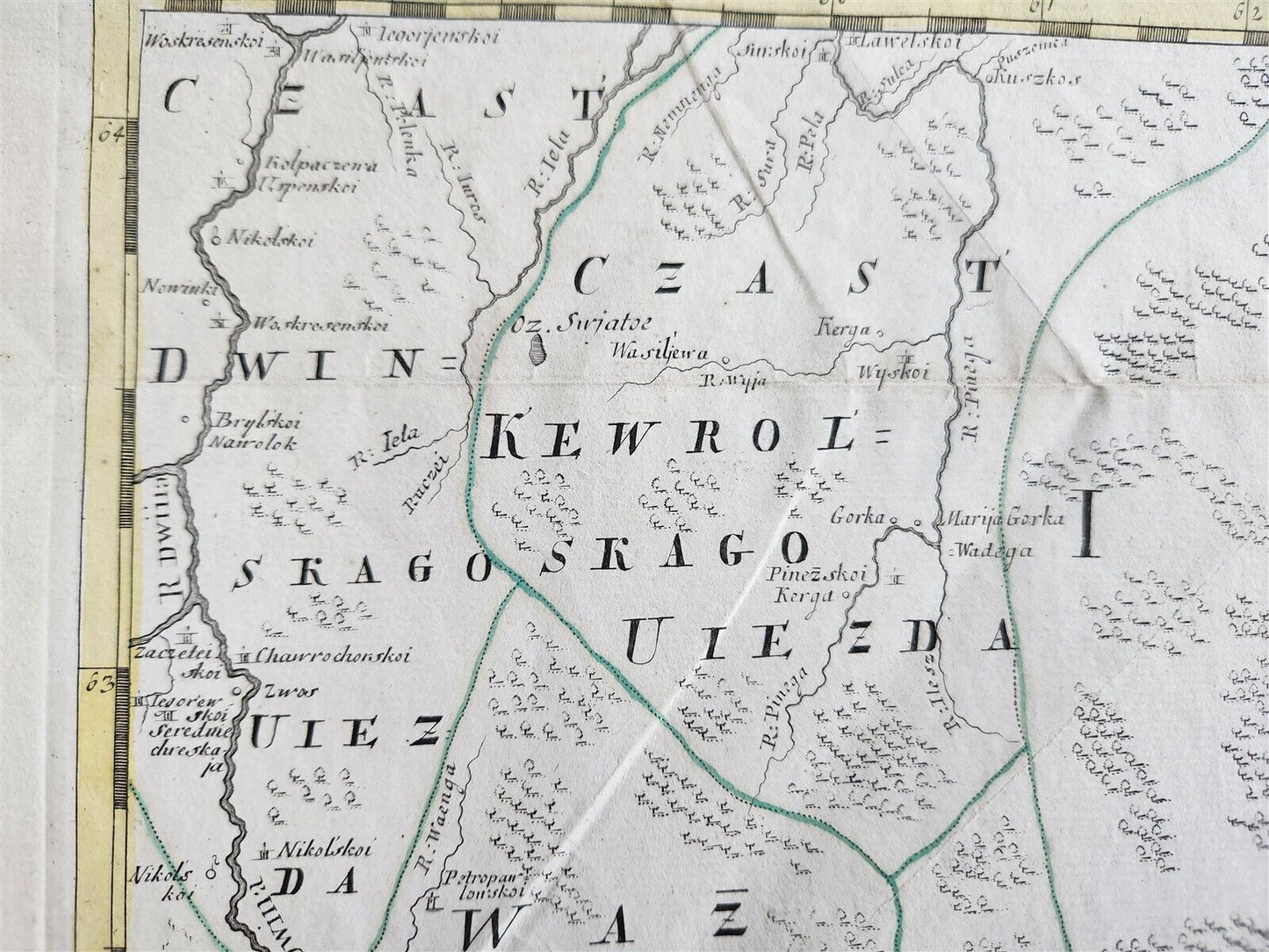 1745 MAP of NORTH RUSSIA antique ARCHANGELSK VOLOGDA printed in ST.PETERSBURG