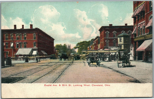 CLEVELAND OH Euclid ave. & 55th STREET ANTIQUE POSTCARD