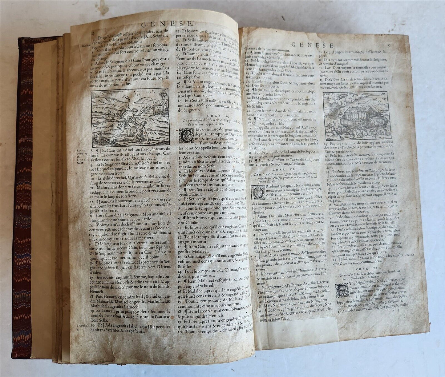 1578 BIBLE in FRENCH ILLUSTRATED antique MASSIVE FOLIO 16th CENTURY