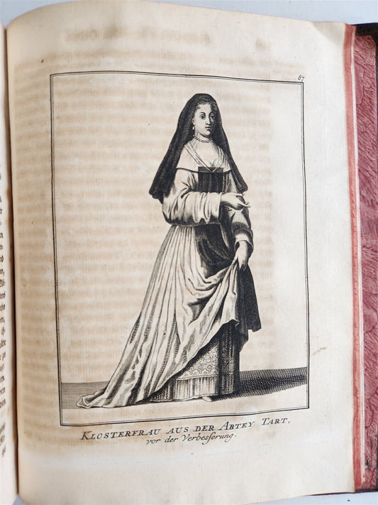 1755 ILLUSTRATED COSTUME HISTORY of MONKS & KNIGHTS for both sexes antique