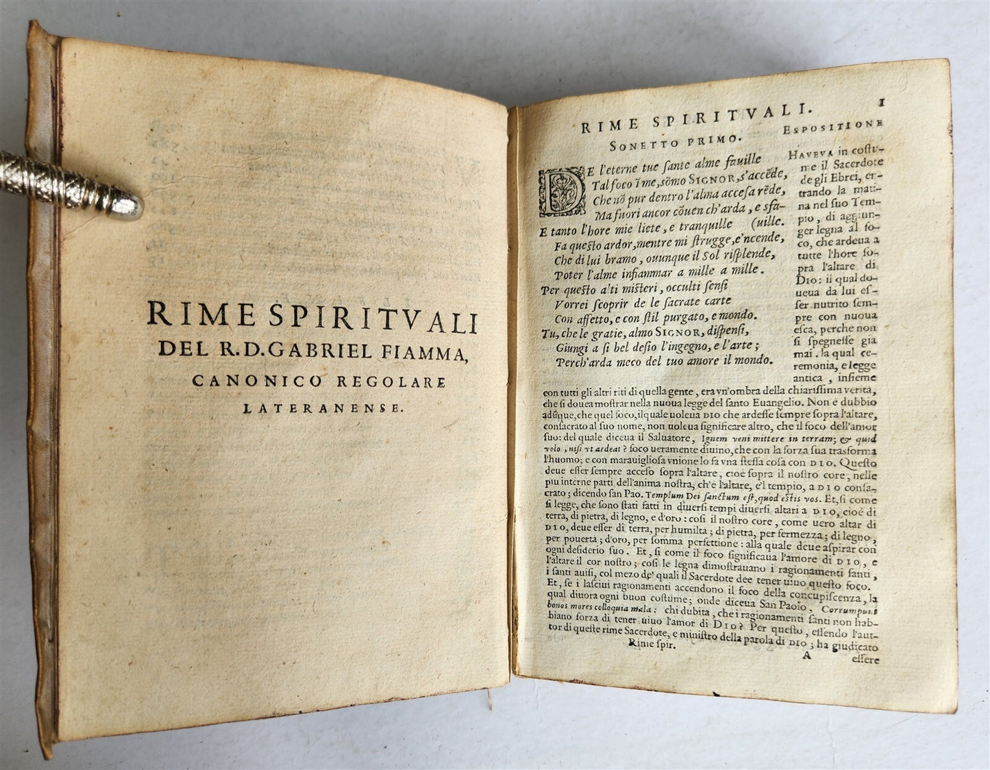 1570 RIMI SPIRITUALI by Gabriel FIAMMA antique 16th CENTURY VELLUM BINDING