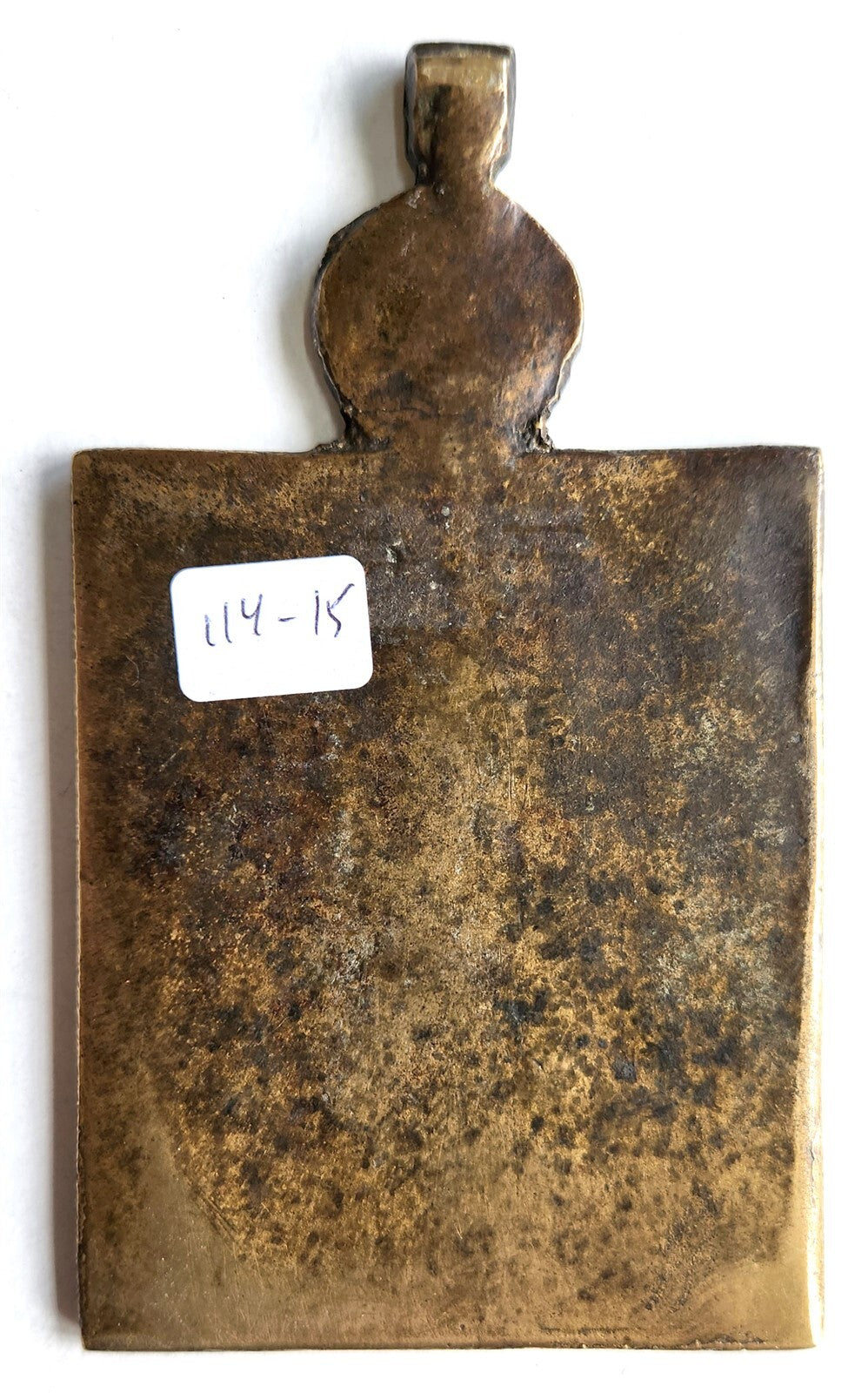 RUSSIAN BRONZE TRAVELER'S ICON of INTERCESSION of THEOTOKOS 18h CENTURY antique