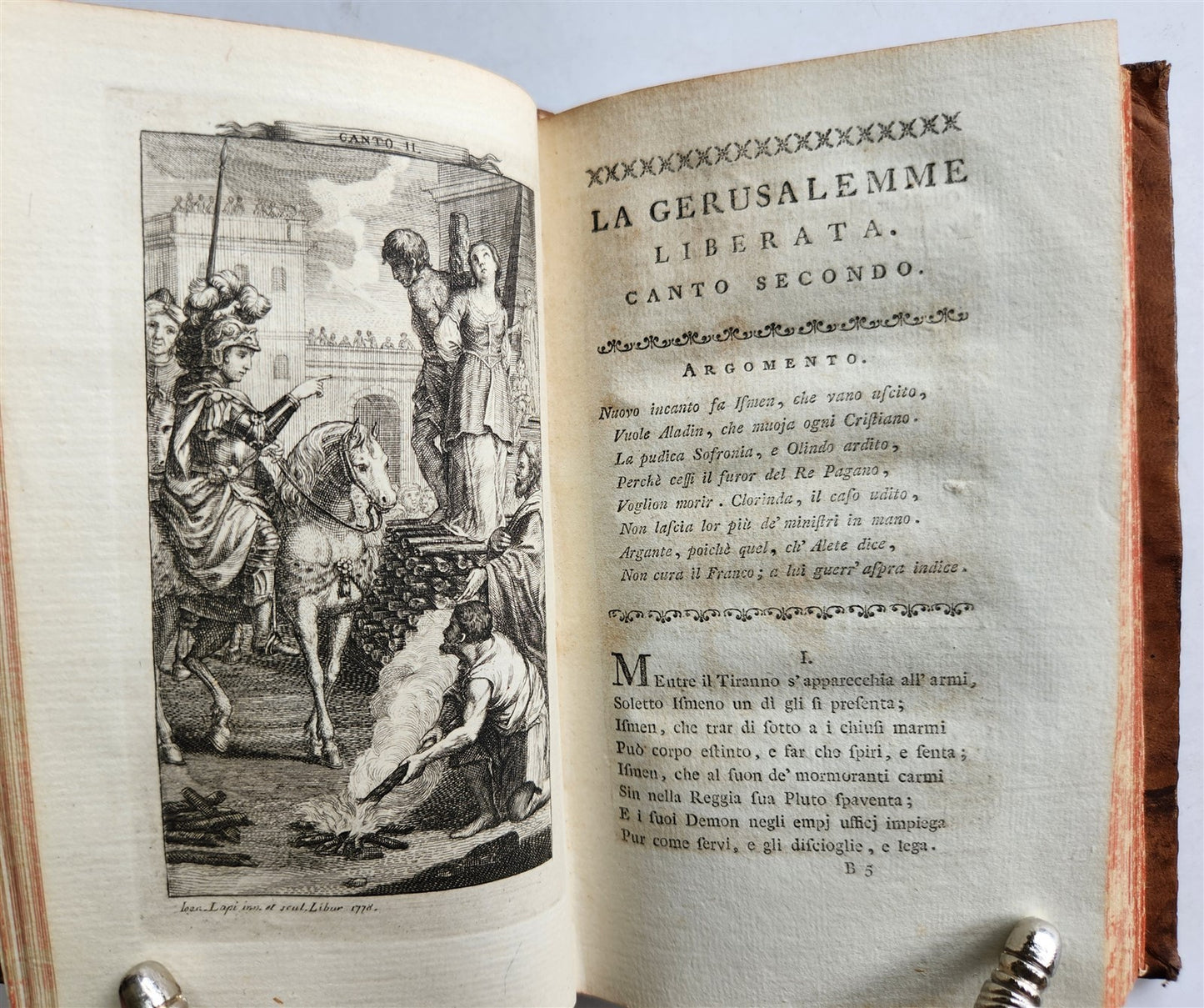 1778 Gerusalemme liberata by TORQUATO TASSO antique ILLUSTRATED 2 volumes