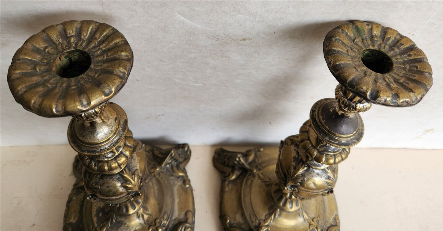 19th century RUSSIAN or POLISH PAIR of SABBATH CANDLESTICKS antique RARE Judaica