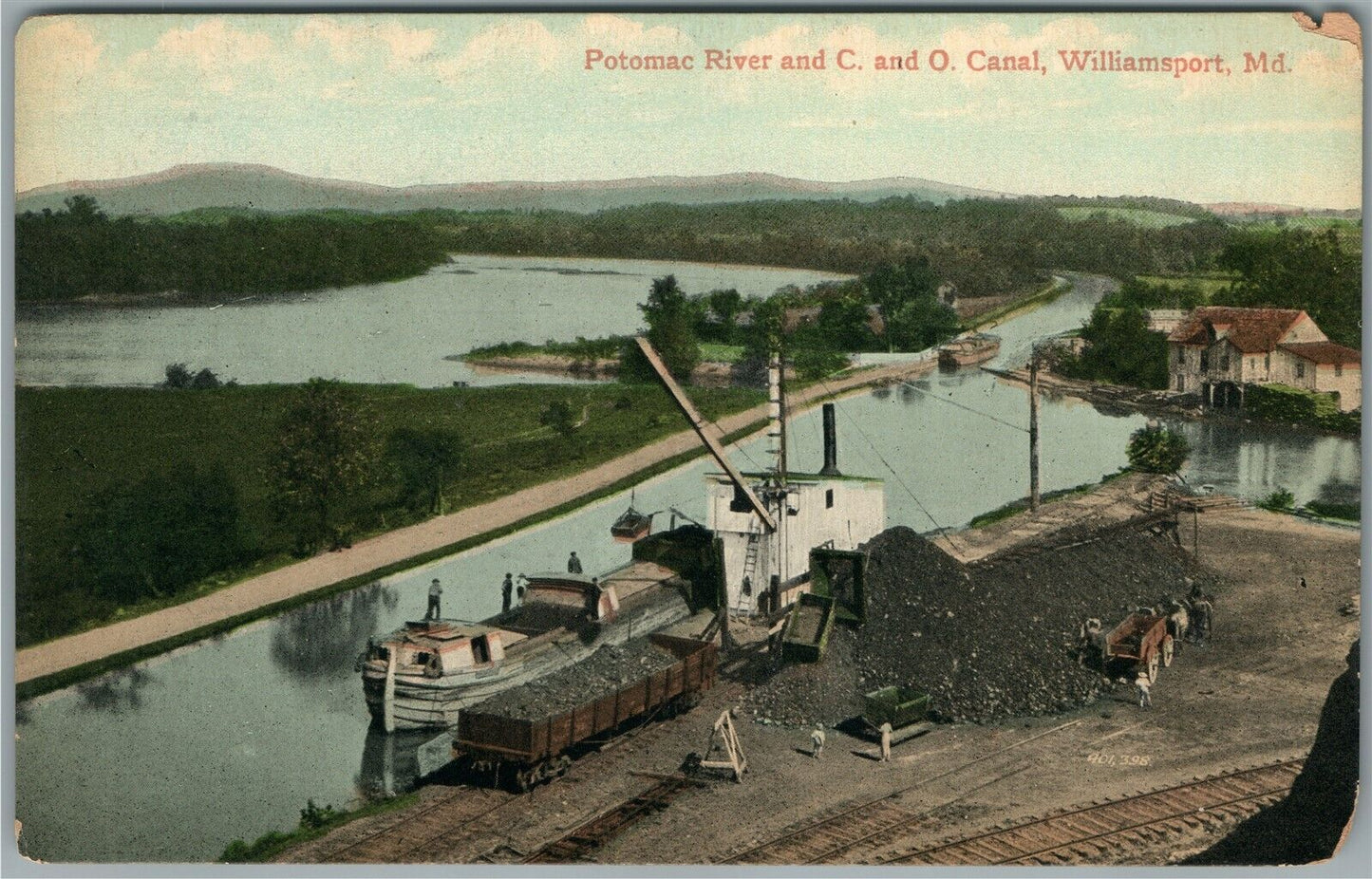 WILLIAMSPORT MD POTOMACK RIVER AND C. & O. CANAL ANTIQUE POSTCARD