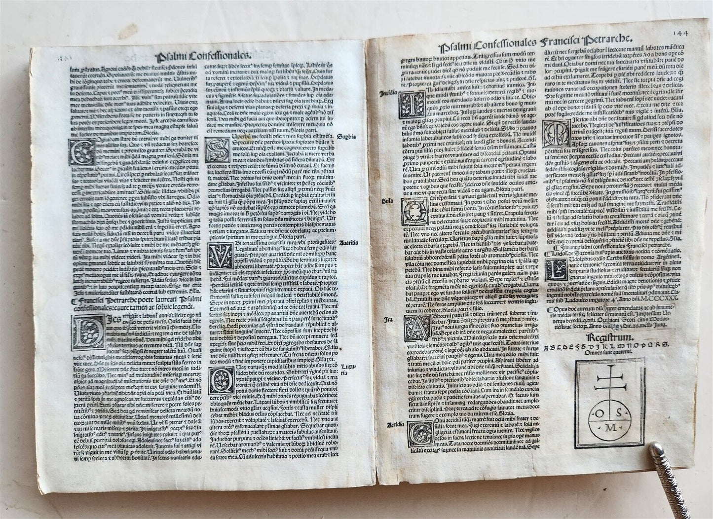 1521 POST-INCUNABULA COMMENTARY of PSALMS by Ludolph of Saxony antique VELLUM