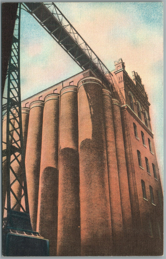 ST.LOUIS MO GRAIN STORAGE ELEVATORS BUDWEISER BEER ADVERTISING ANTIQUE POSTCARD