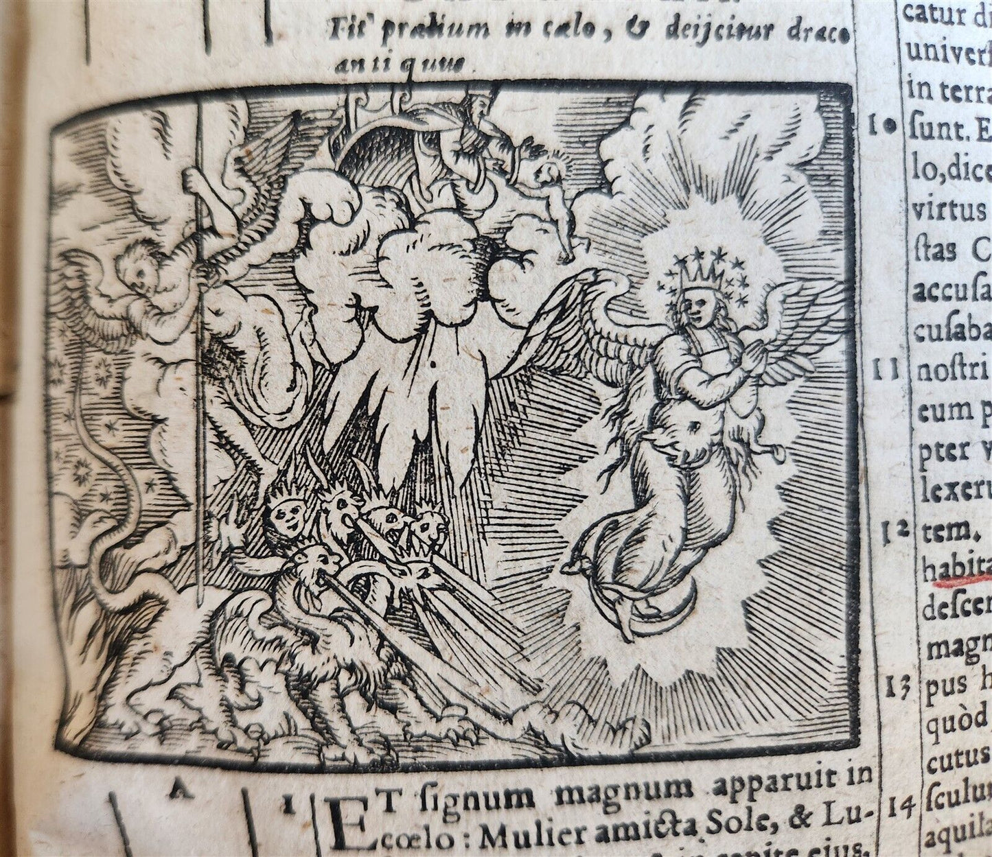 1602 BIBLE in LATIN ILLUSTRATED w/ MAP & NUMEROUS WOODCUTS antique