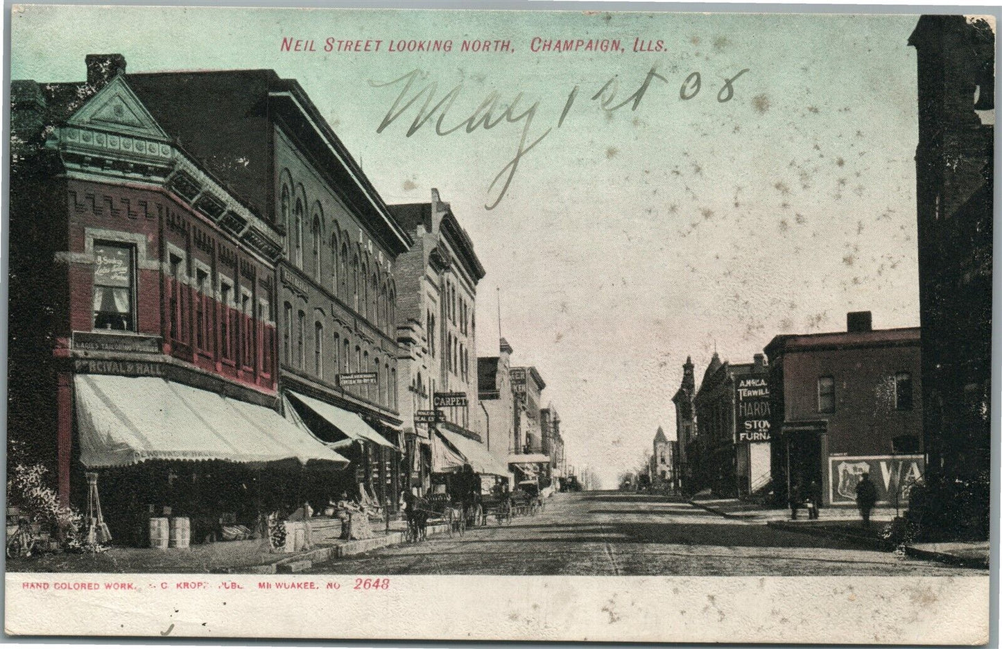 CHAMPAIGN IL NEIL STREET ANTIQUE POSTCARD