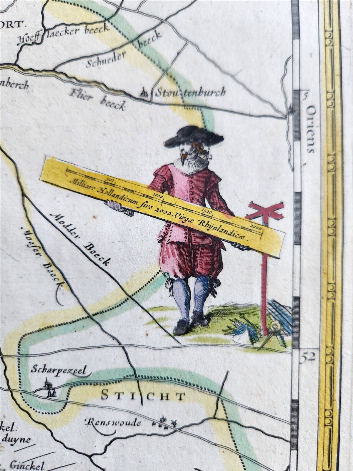 1640 UTRECHT NETHERLANDS MAP by WILLEM BLAEU antique AUTHENTIC hand colored