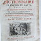 1710 LATIN FRENCH DICTIONARY antique w/ BLIND STAMPED VELLUM BINDING