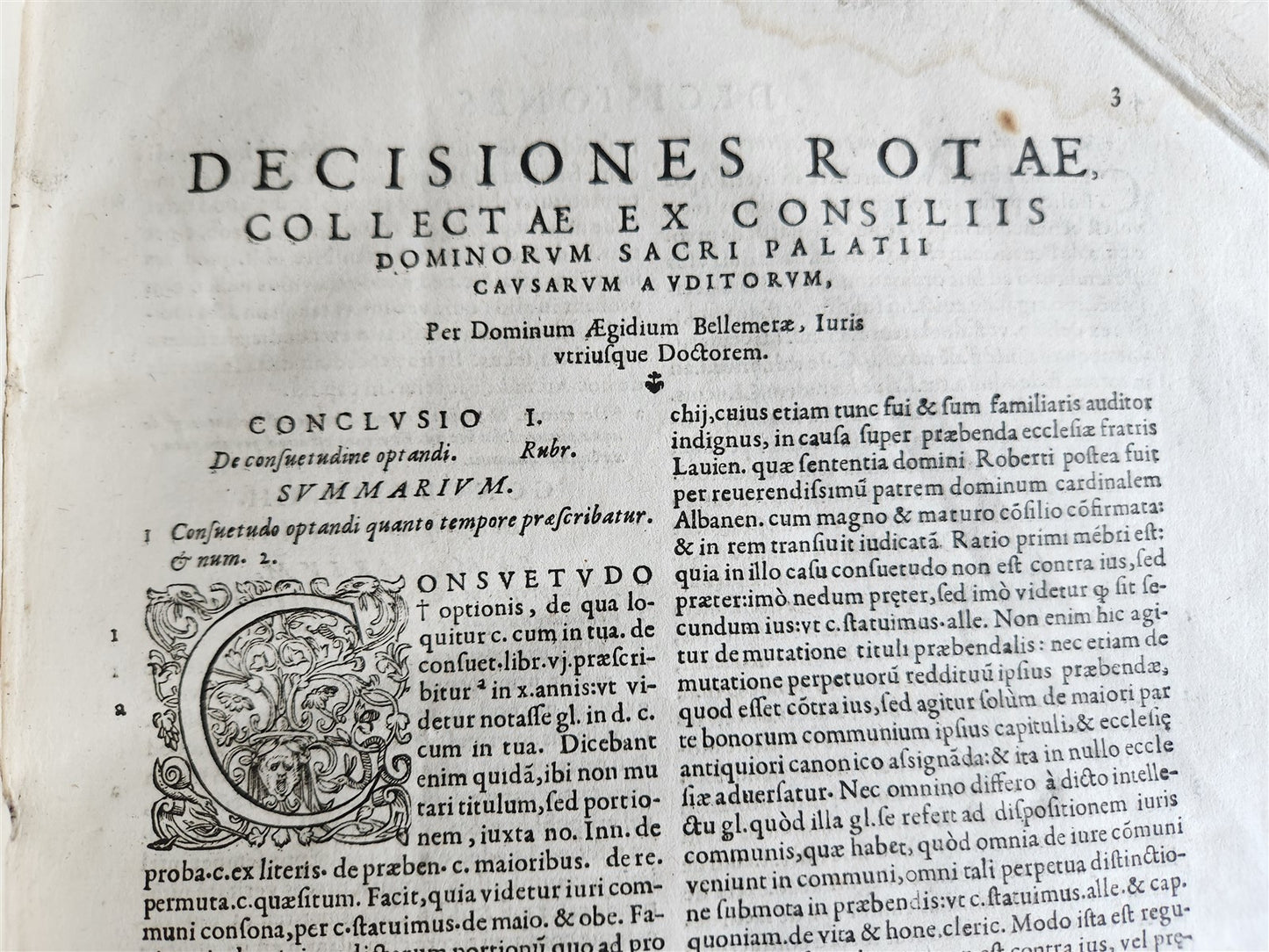 1567 CANON LAW antique 16th CENTURY FOLIO vellum binding Decisiones Canonicae