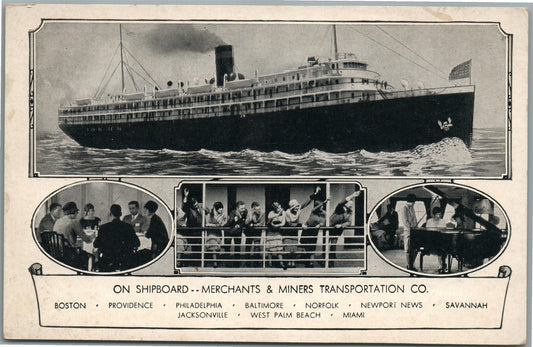 MERCHANTS & MINERS TRANSPORTATION CO. SHIP ANTIQUE POSTCARD