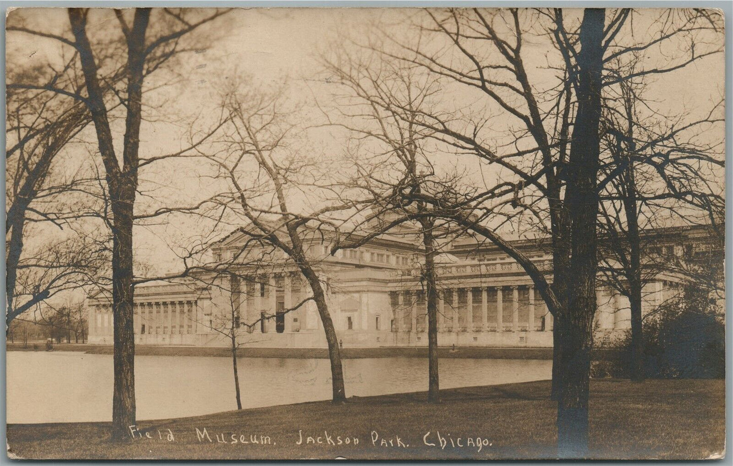 CHICAGO IL JACKSON PARK FIELD MUSEUM ANTIQUE REAL PHOTO POSTCARD RPPC