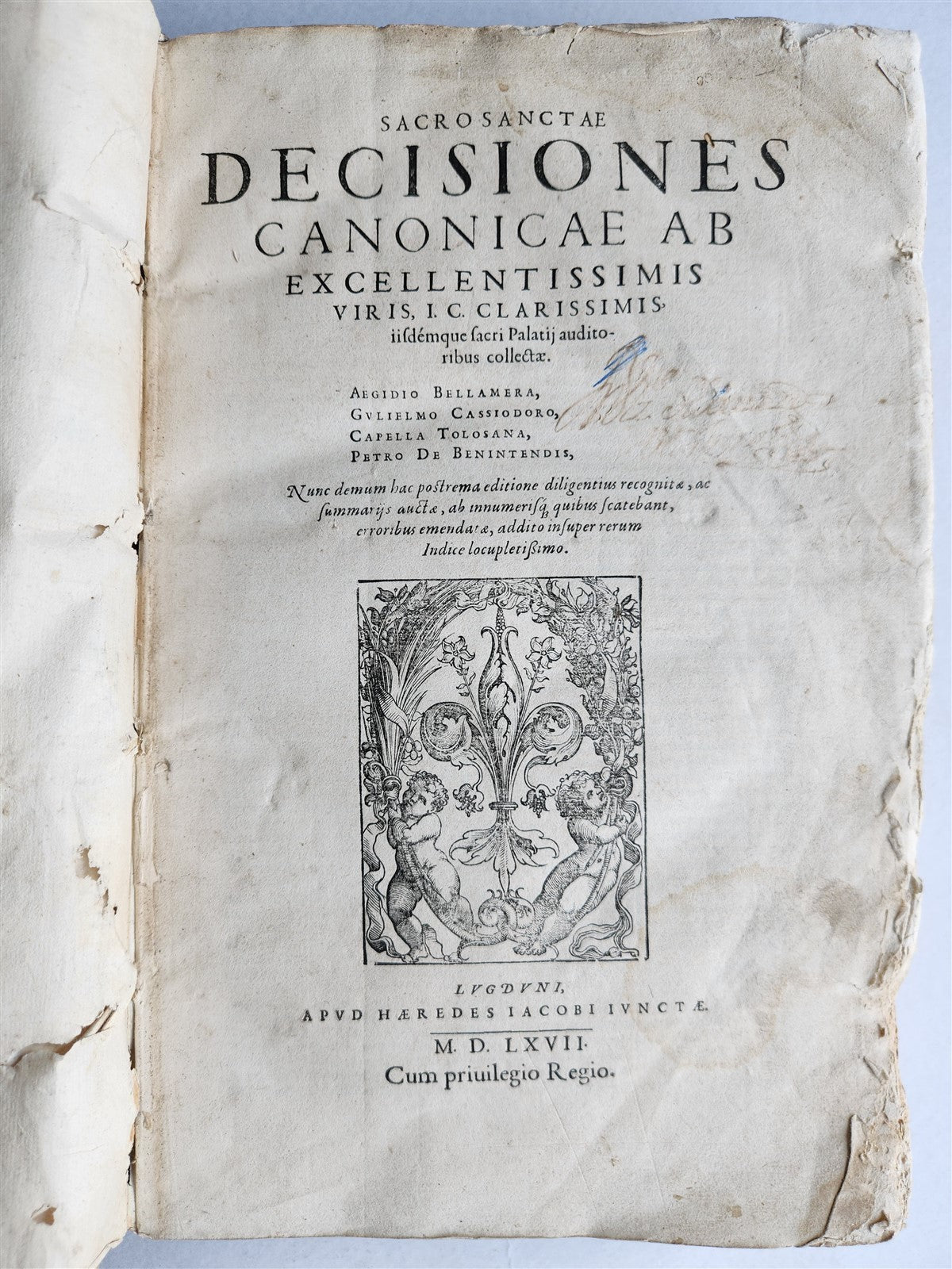 1567 CANON LAW antique 16th CENTURY FOLIO vellum binding Decisiones Canonicae