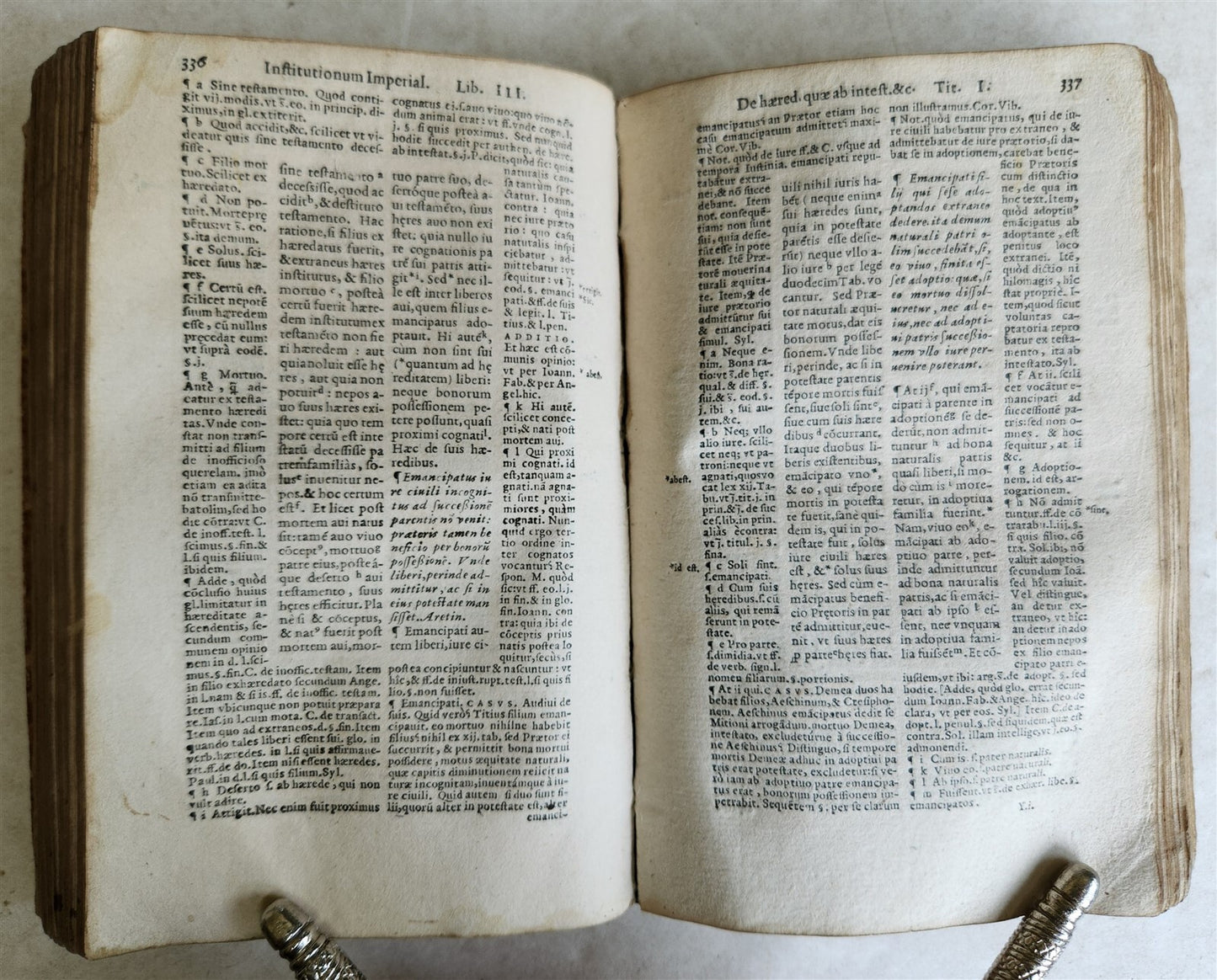 1568 LAW BOOK Institutes of Emperor Justinian w/commentaries by Francois Accurse