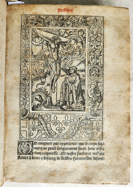 1535 POST-INCUNABULA ILLUSTRATED antique in FRENCH by Jean de Gagny VELLUM BOUND