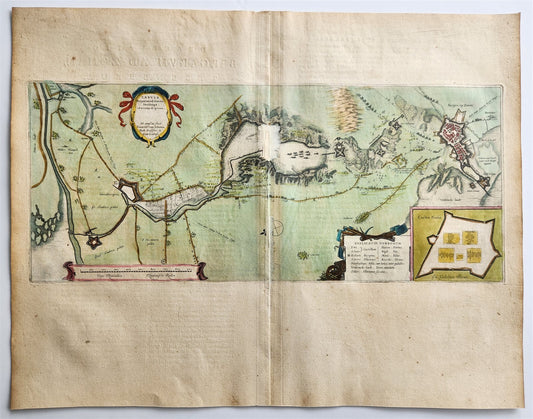 1640 MAP of SIEGE of DUTCH CITY Bergen op Zoom by WILLEM BLAEU antique AUTHENTIC