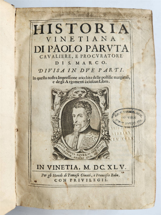 1645 HISTORY of VENICE by PAOLO PARUTA antique VELLUM BOUND 17th CENTURY