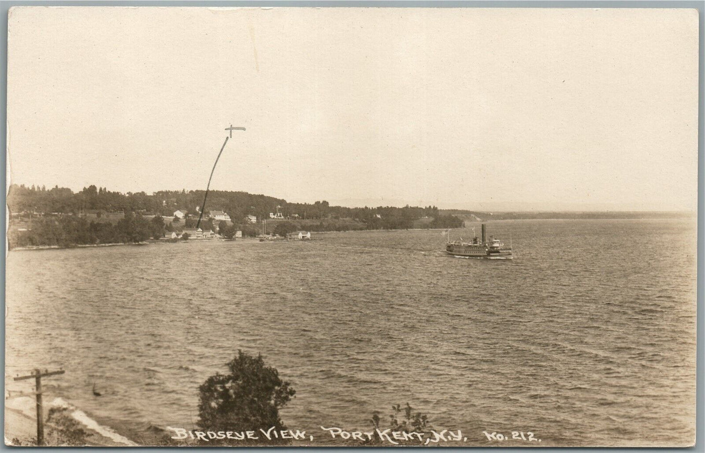 PORT KENT NY BIRDSEYE VIEW ANTIQUE REAL PHOTO POSTCARD RPPC