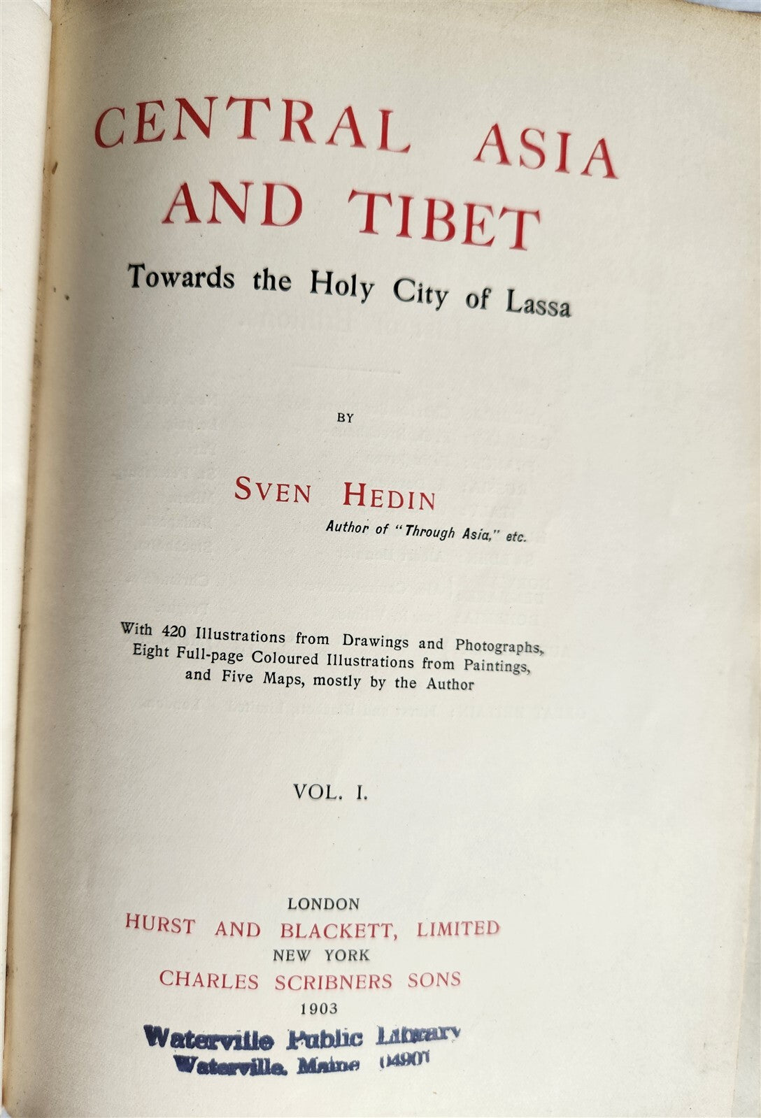 1903 CENTRAL ASIA & TIBET TOWARDS HOLY CITY of LASSA 2 VOLS antique ILLUSTRATED