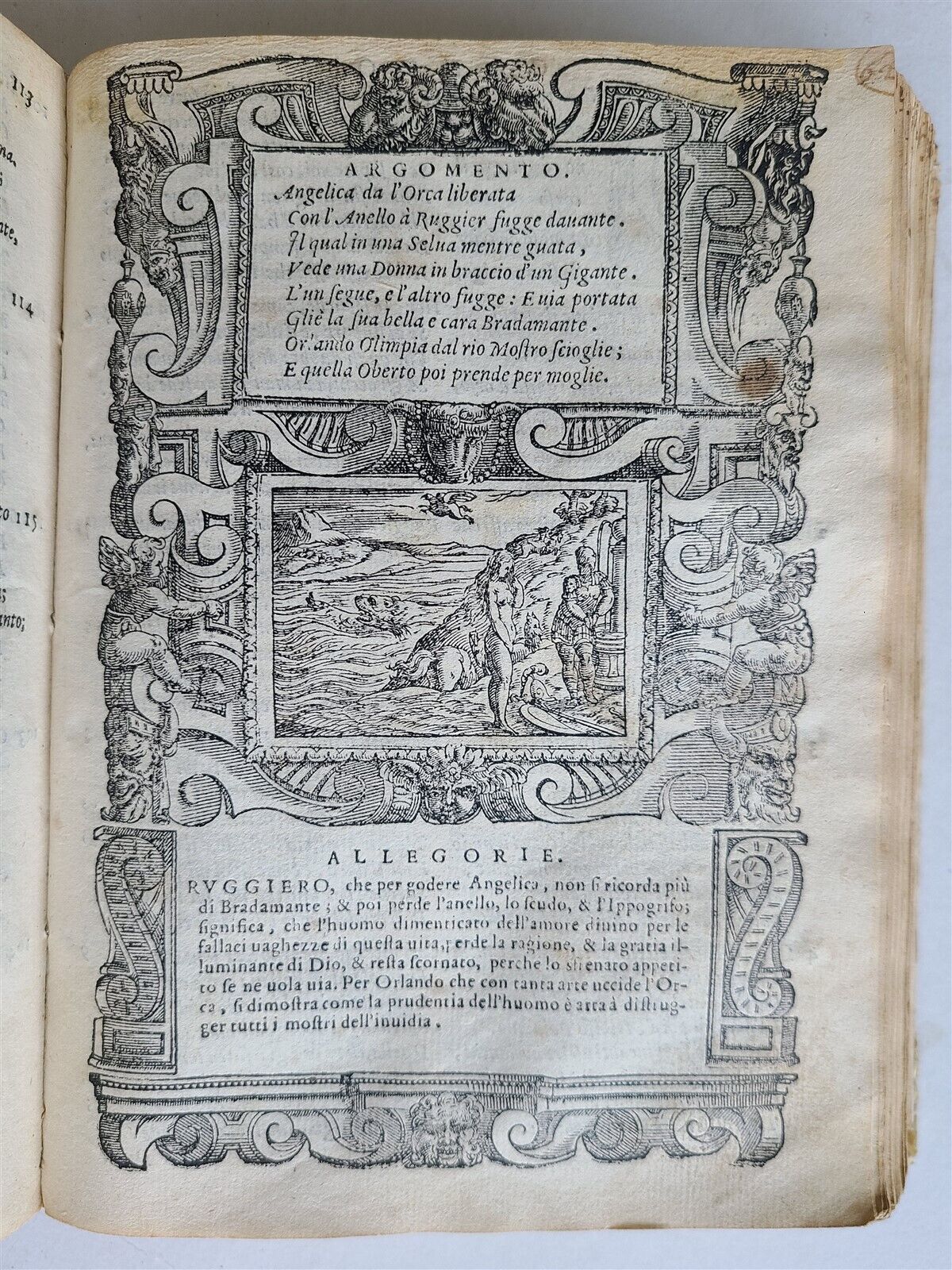 1583 ORLANDO FURIOSO by Ludovico ARIOSTO STRIKINGLY ILLUSTRATED antique vellum