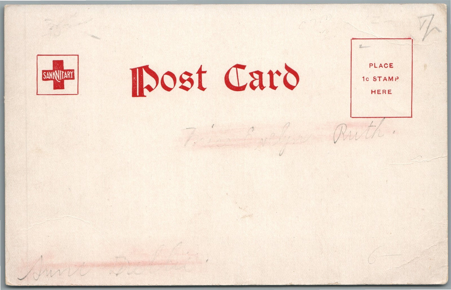 SANITARY RED CROSS BEACH GIRL ANTIQUE POSTCARD