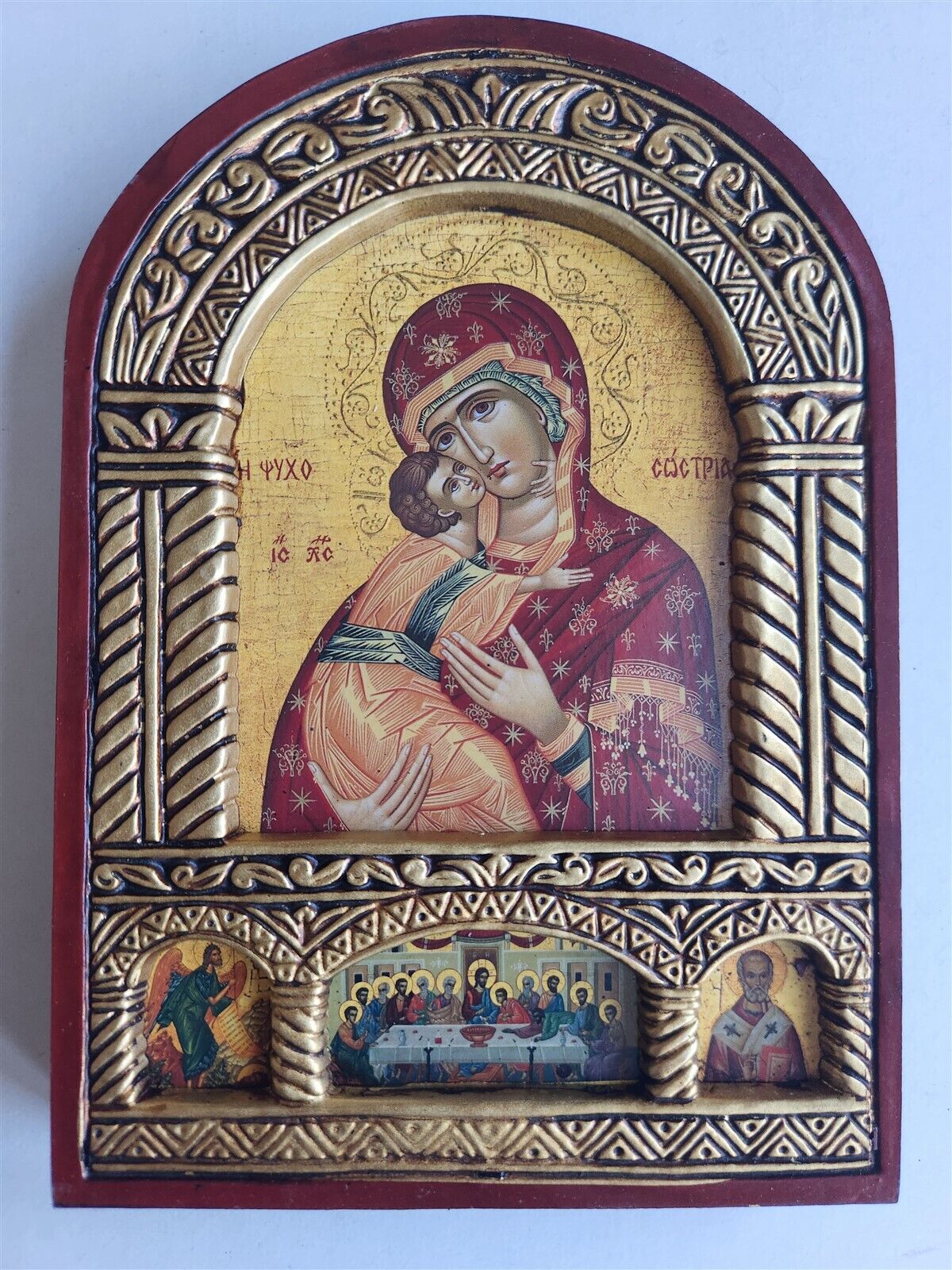 GREEK BYZANTINE RUSSIAN ORTHODOX ICON on WOOD of MOTHER OF GOD modern