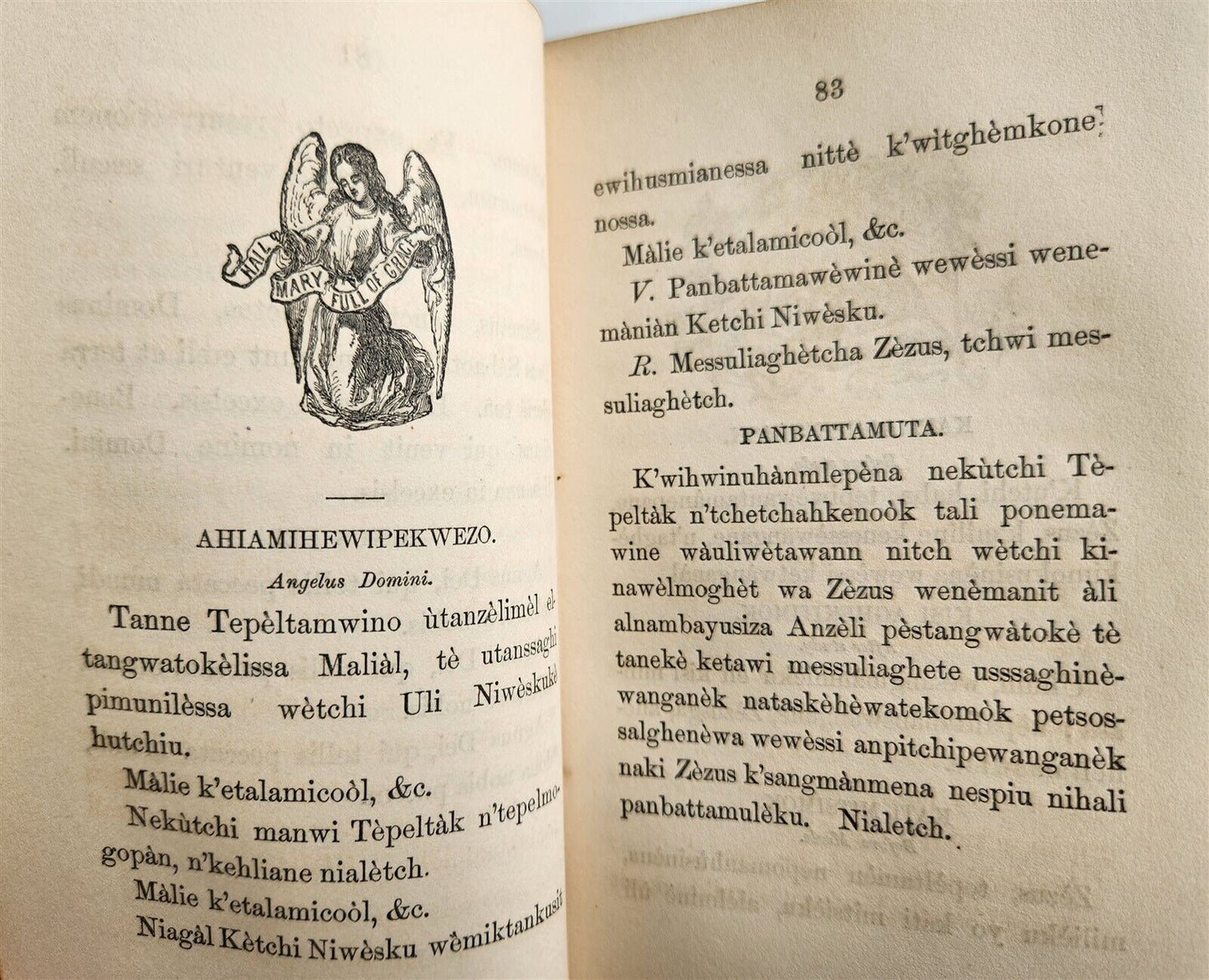 1857 INDIAN GOOD BOOK ABNAKI LANGUAGE antique AMERICANA rare