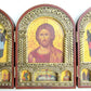 GREEK ORTHODOX ICON wooden TRIPTYCH Byzantine style JESUS & GUARDIAN ANGELS