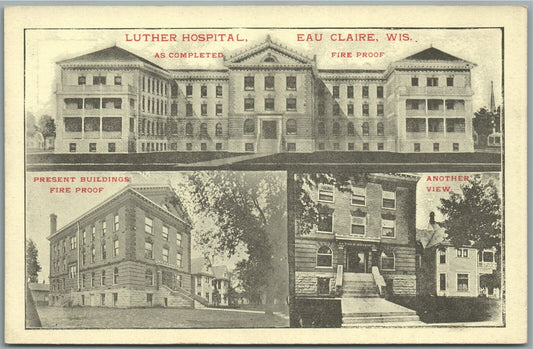EAU CLAIRE WI LUTHER HOSPITAL ANTIQUE POSTCARD