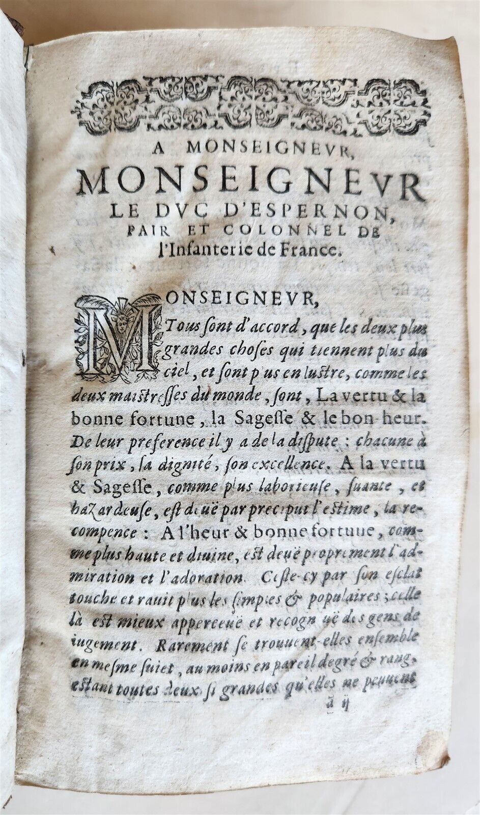 1623 French neo-skepticism by PIERRE CHARRON antique DECORATIVE BINDING