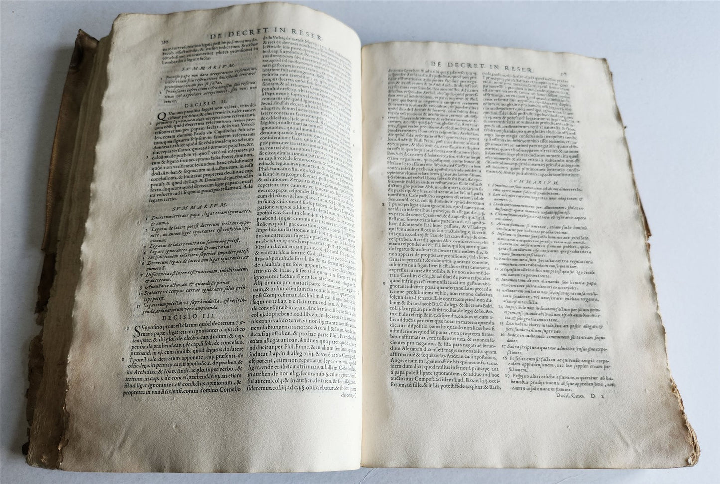 1567 CANON LAW antique 16th CENTURY FOLIO vellum binding Decisiones Canonicae