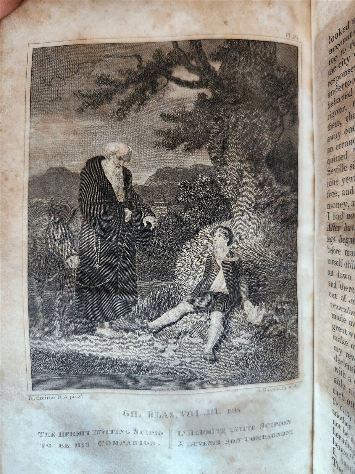 1844 ADVENTURES OF GIL BLAS antique EARLY AMERICAN BINDING HARTFORD ILLUSTRATED