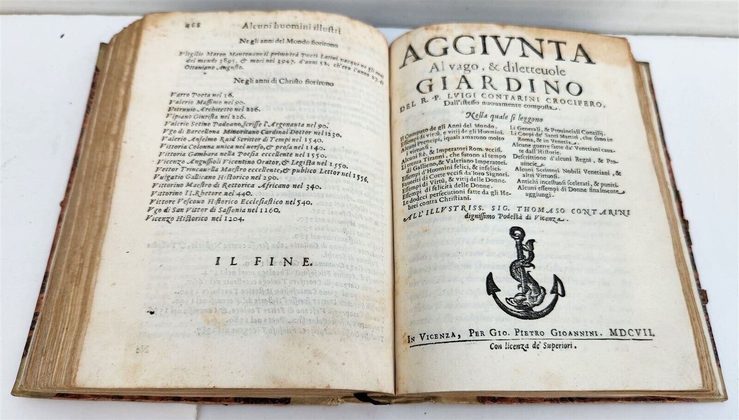 1607 IL VAGO & DILETTEUOLE GIARDINO OVE SI LEGGONO antique ITALIAN